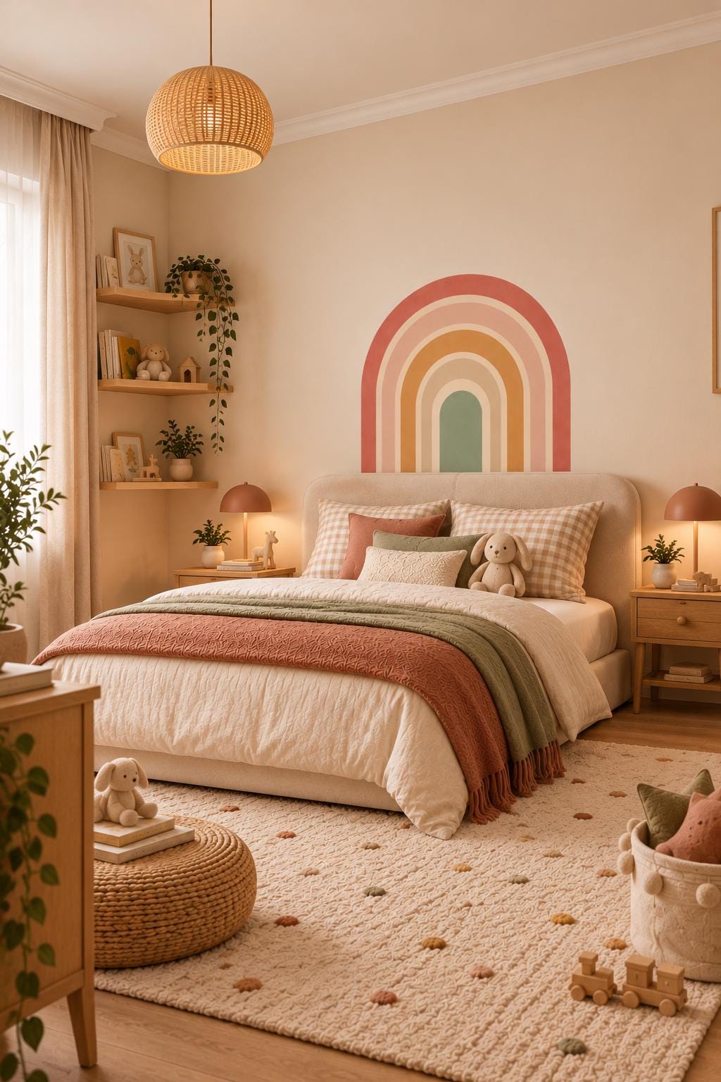 Watercolor Rainbow Arch Wall Decal, Boho Peel and Stick Wall Sticker, Pastel Nursery Decor, Kids Room Wall Art