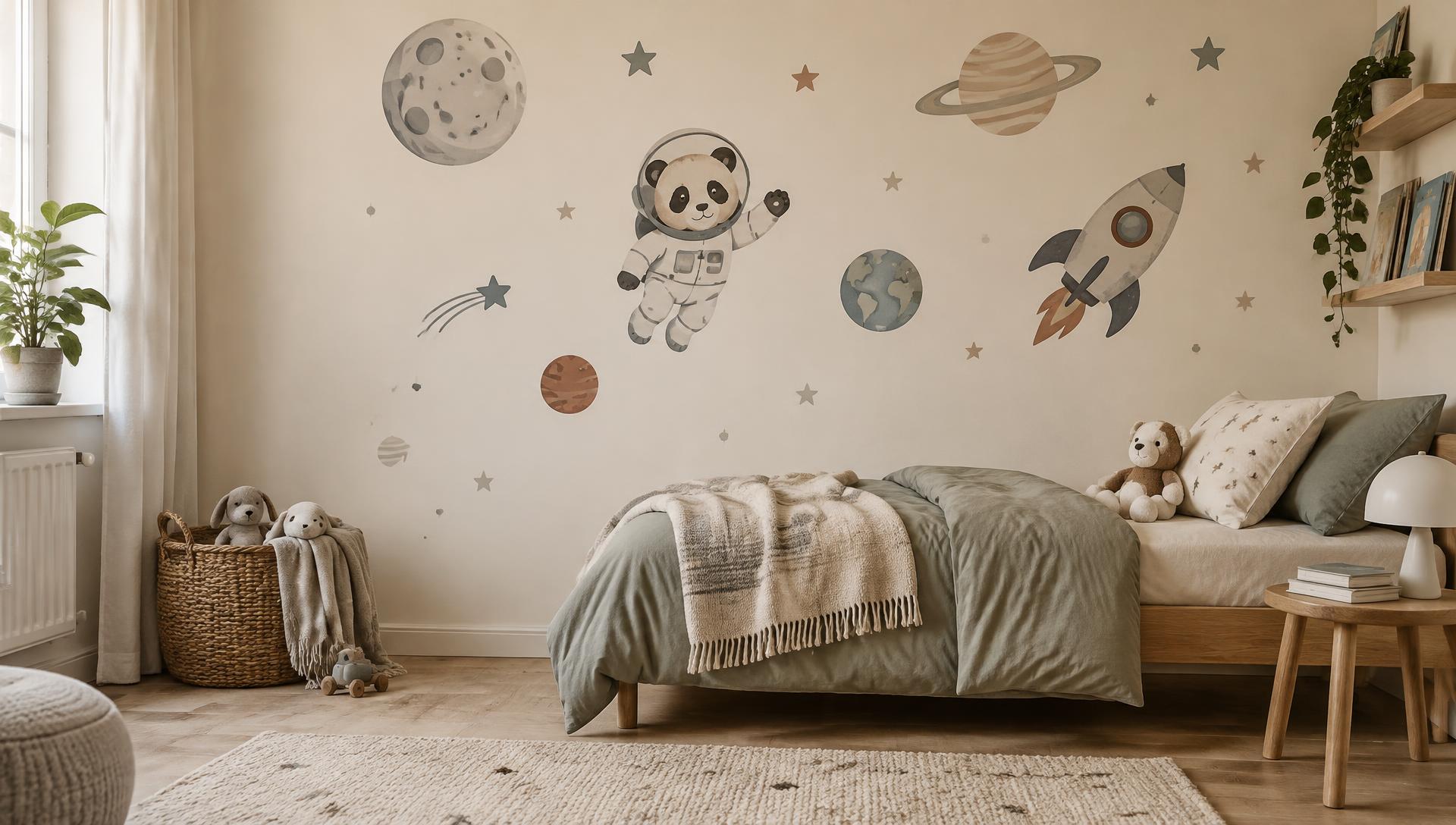 Child's bedroom with space wall decals